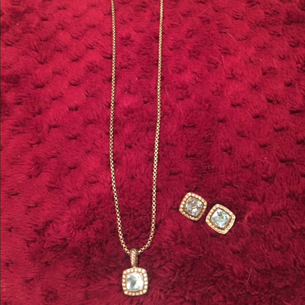 David Yurman diamond necklace and earrings!